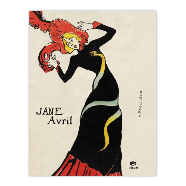 "Jane Avril Snake Dress Portrait Vintage Wall Art Print Lautrec 24x32"""