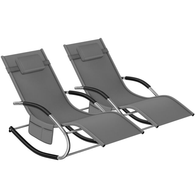 Sun Lounger Taya with a Modern Design, Rocking Function and Breathable Surface Grey grey 2