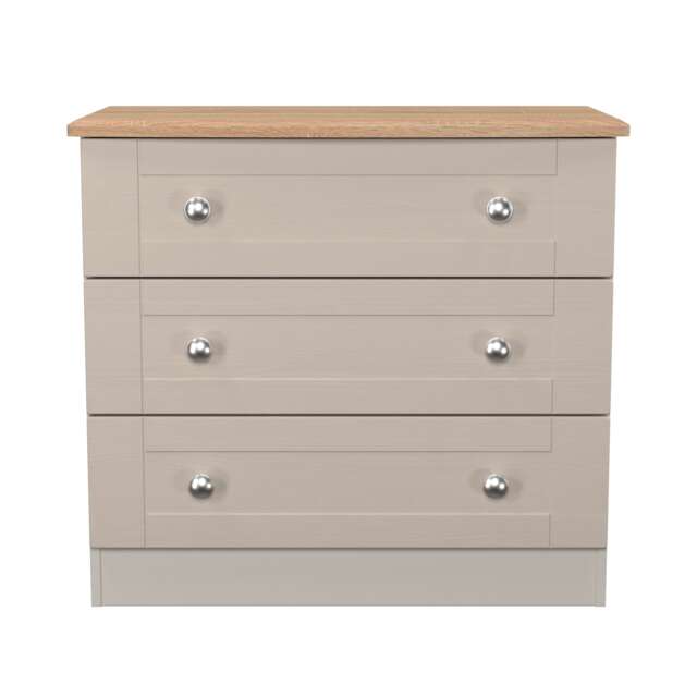 Cumbria 3 Drawer Chest of Drawers in Kashmir Ash & Bardolino Oak (Ready Assembled) Cream Kashmir Ash & Bardolino Oak