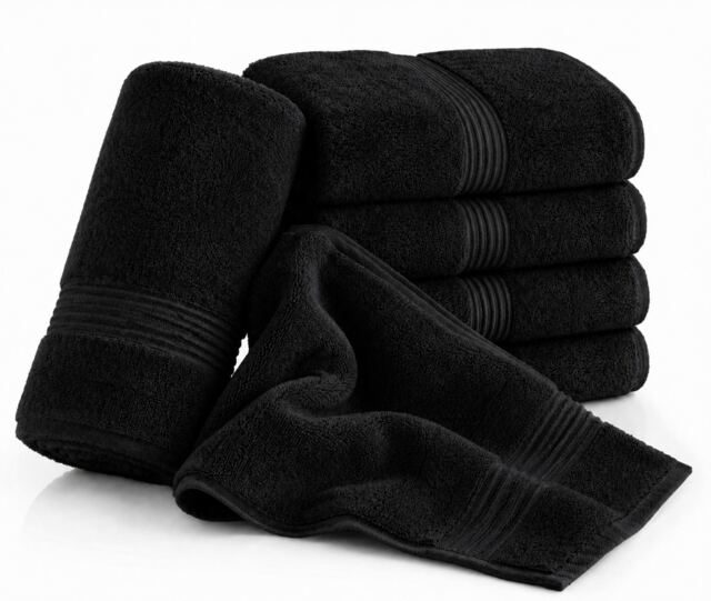 Nod Off 500GSM Egyptian Ring Spun Cotton Bath Sheet 80x140cm Black Pack of 2