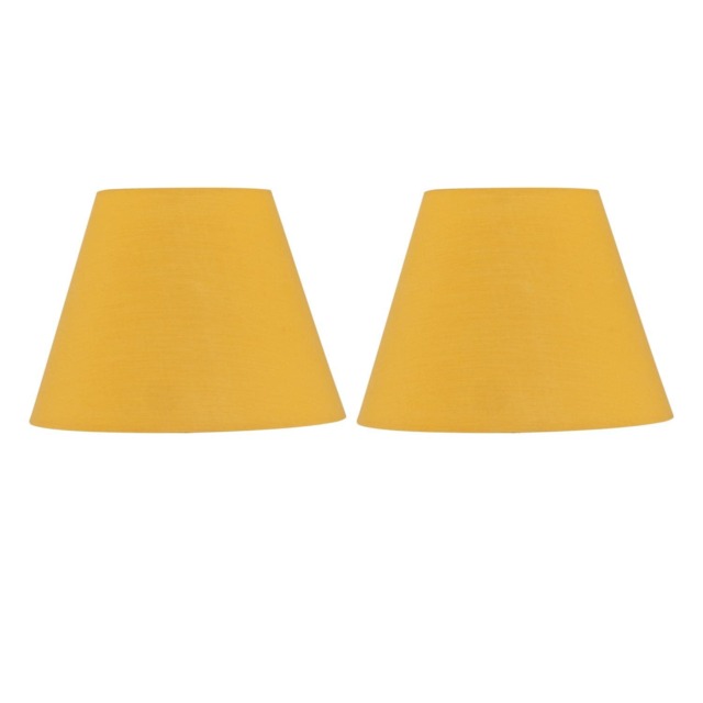 Set of 2 Ochre Cotton 20cm Diameter Tapered Lamp Shades