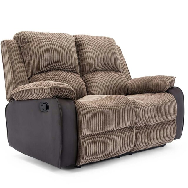 Postana 2 Seater Manual High Back Jumbo Cord Fabric Recliner Sofa (Brown)