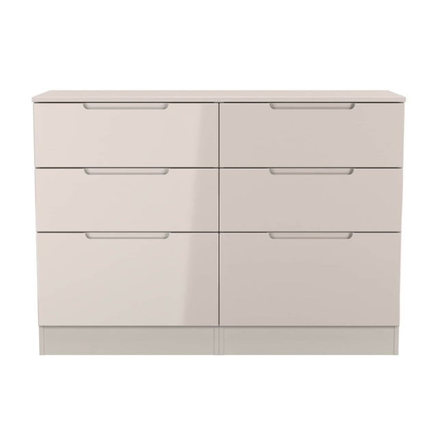 Lucca 6 Drawer Wide Chest of Drawers in Kashmir Gloss & Kashmir (Ready Assembled) Cream Kashmir Gloss & Kashmir