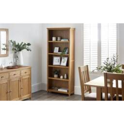 Classic Solid Oak Tall Bookcase Brown Brown