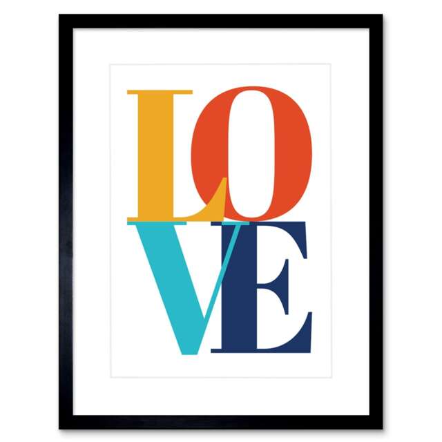 "Love Letters Stylish Bold 9x7"" Black Framed Wall Art Print"