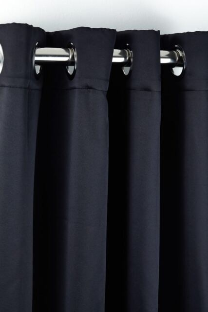 Woven Thermal Blackout Eyelet Curtains Black 228cm x 228cm Black Black