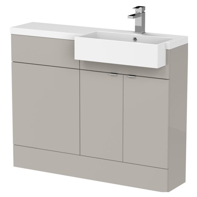Balterley Alrewas Contemporary 2 Door Right-Hand Floor Standing Combination Unit with Basin, Pebble Grey, 1100mm