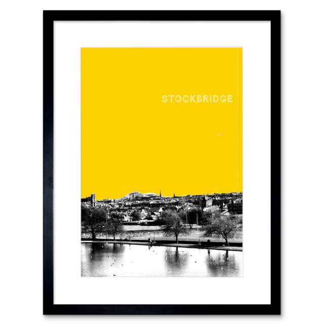 "Inverleith Edinburgh Scotland Scottish Landmark Yellow 9x7"" Black Framed Wall Art Print"
