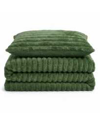 Velosso Chunky Corduroy Fur Fluffy and Warm Fleece Duvet Cover Set Green Olive Single
