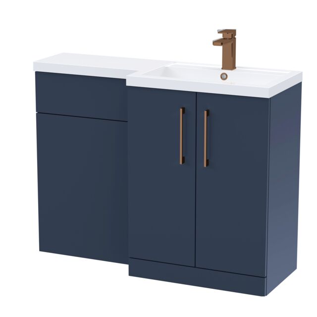 Balterley Right-Hand Bathroom Vanity and WC Unit Combination with Basin, with Handles Blue Indigo Blue