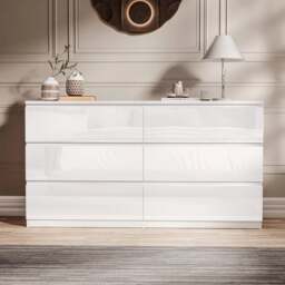 Fairfield Minimalist Large Chest of Drawers 6 Draw In Gloss White White White 1