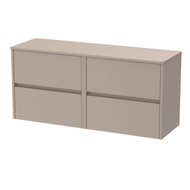 Balterley Chartley Contemporary Wall Hung 4 Drawer Vanity Unit with Laminate Worktop, 1200mm, Taupe