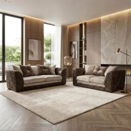 BELLA 3+2 SEATER CRUSHED VELVET SOFA SET IN MINK