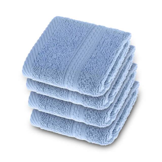 Homescapes Turkish Cotton Light Blue Face Cloth - Set of 4