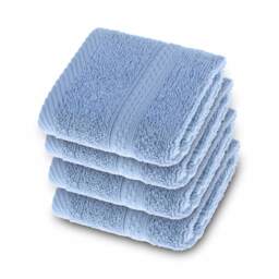 Homescapes Turkish Cotton Light Blue Face Cloth - Set of 4