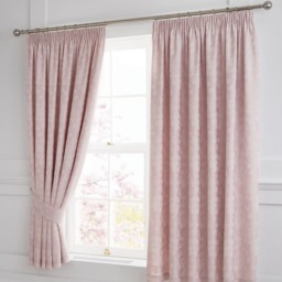 D & D Blossom Pencil Pleat Curtains Blush
