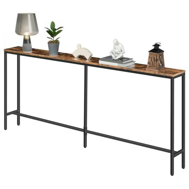 Industrial 180CM Wide Slim Hallway Console Table Rustic Brown Brown