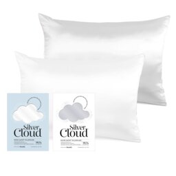 Silver Cloud Silver Ion Infused Satin White & Silver Pillowcase Set