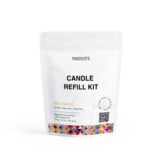 Purscents Recharge Melt & Pour Candle Refill Kit - Lavender, Lemon, Sage, Ylang Ylang 210g Clear 1