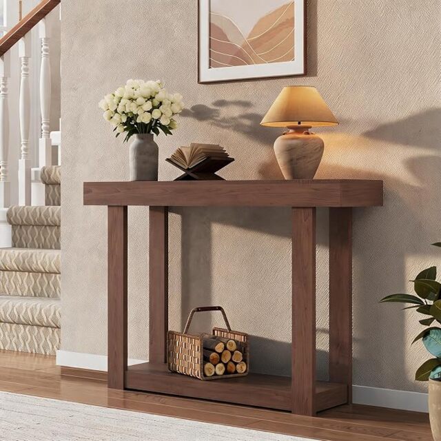London Boutique Brown Narrow Wooden Console Table