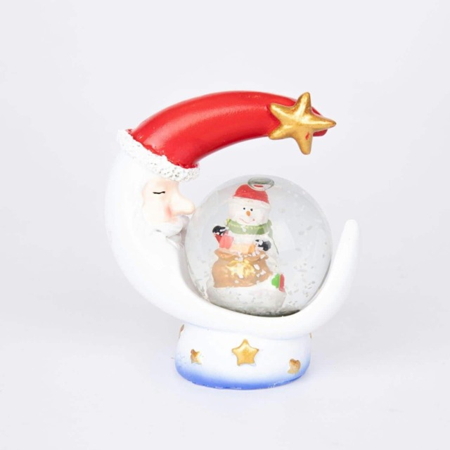 Christmas Mini Snow globe Water Ball Snow Dome Teddy Scene Resin Moon Shape Base