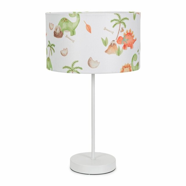 ValueLights Charlie White Table Lamp Dinosaur Shade and Bulb