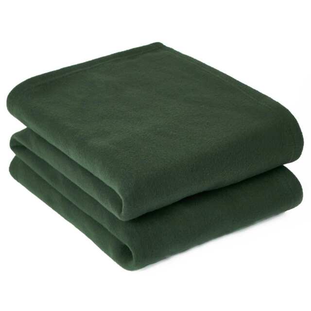 OHS Luxury Fleece Blanket Bedspread, 125x150cm - Forest Green