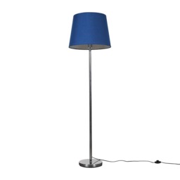 ValueLights Charlie Chrome Floor Lamp Navy Blue Taper Shade