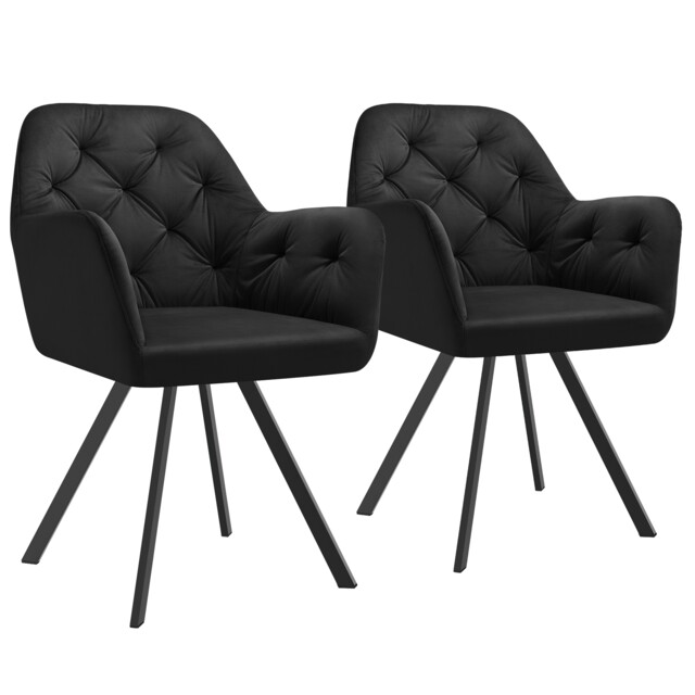 Armchair Lucia - padded, quilted pattern, 180 degree swivel chair Black black 2