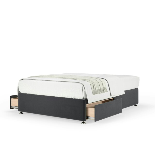Majestic 1000 Pocket Sprung Graphite Plush Velvet 2 Drawer Divan Set Small Double