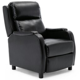 Churwell Bonded Leather Pushback Recliner Armchair Sofa Cinema Chair (Black)