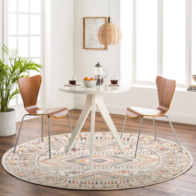 LIVABLISS Ankara-Vintage Traditional Boho Round Rug Ø160 cm Pink Grey