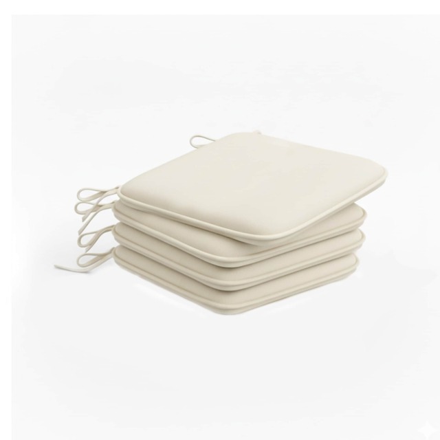 Waterproof Square Foam Seat Pad with Ties Pack of 4 Chair Cushion Seating Brown Beige