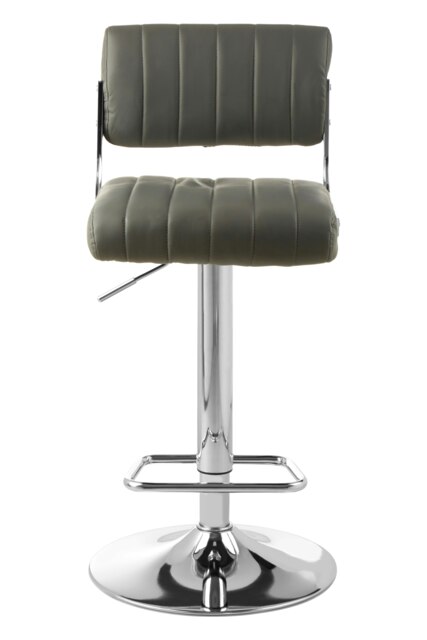 Orsina Grey Channel Design Seat Bar Stool, Adjustable Height Kitchen Bar Stool, Footrest Swivel Barseat