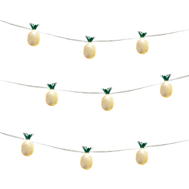 2m Solar Pineapple LED String Lights 10 Warm White Hanging Lanterns