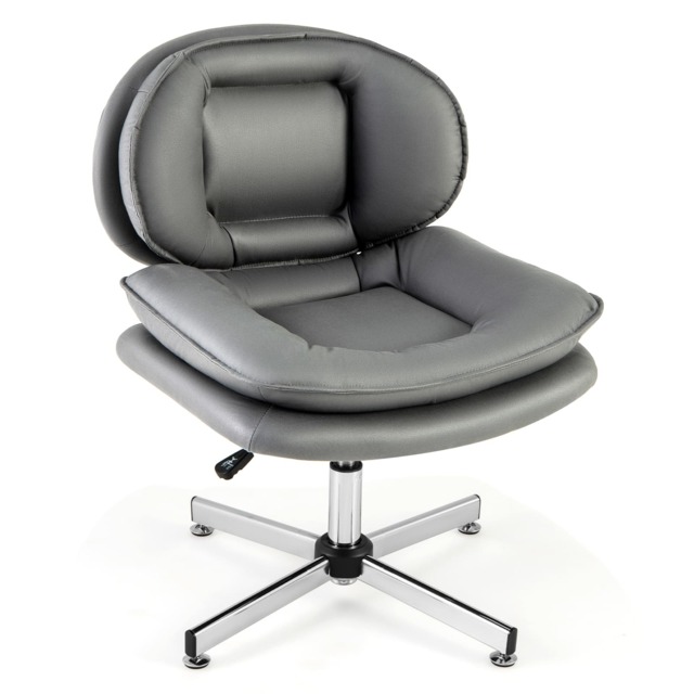 COSTWAY Home Office Chair Swivel Desk Chair Height Adjustable Task Vanity Chair-Grey
