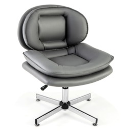 COSTWAY Home Office Chair Swivel Desk Chair Height Adjustable Task Vanity Chair-Grey
