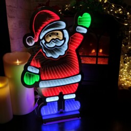 56cm Infinity Light up Standing Santa Christmas Decoration with Multi-Coloured LEDs on Metal Base