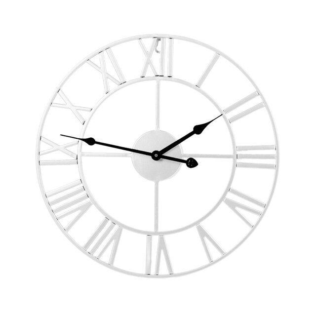 OHS Large Skeleton Roman Numeral Round Wall Clock, 40cm - Silver