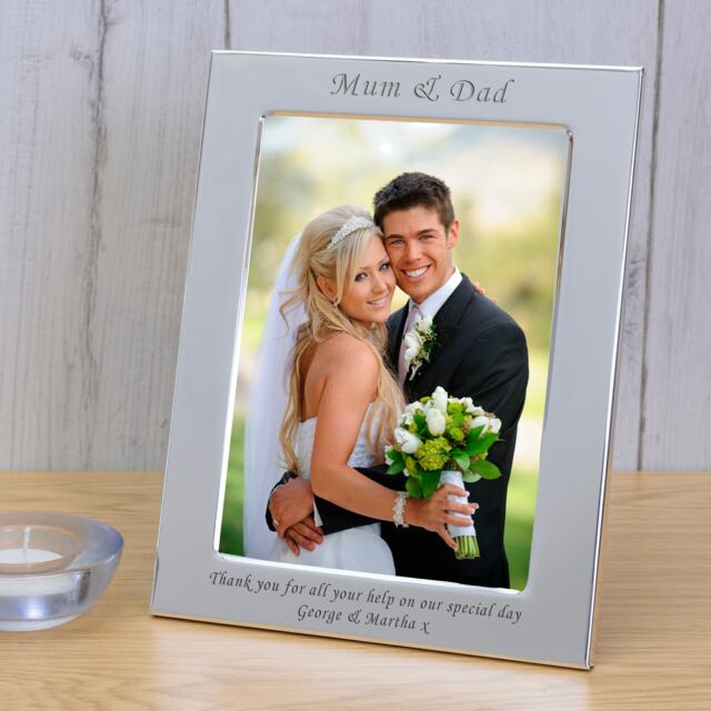 Personalised Mum Dad Silver Plated 6x4 Picture Frame Wedding Parents