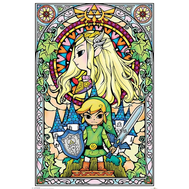 The Legend Of Zelda Stained Glass Poster - Multicoloured - 91cm x 61cm Multi