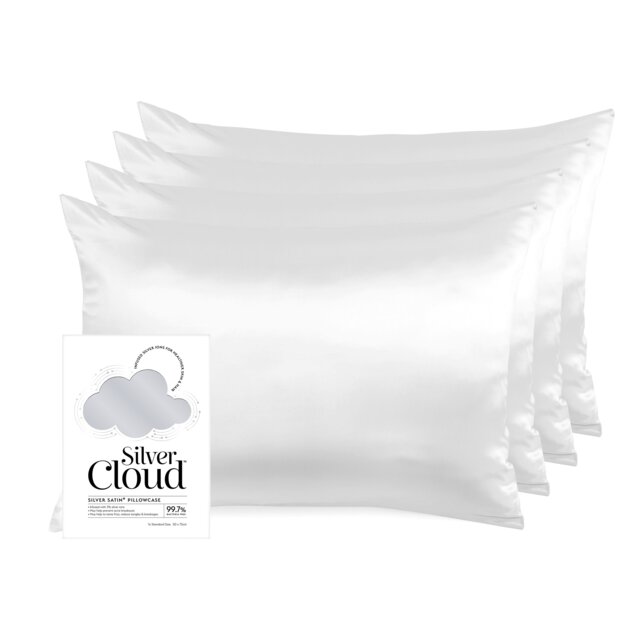 Silver Cloud Silver Ion Infused Satin Pillowcase Silver - 4 Pack