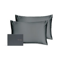 Silk Addict 100% Mulberry Silk Pillowcase Twinpack – Charcoal Grey Standard