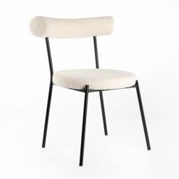 OHS Boucle Accent Dining Chair Padded Seat with Metal Legs Cream