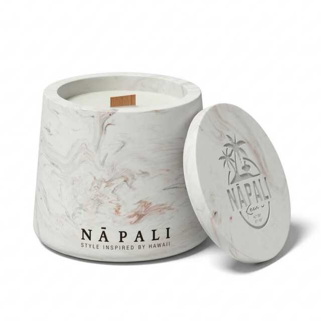 Na Pali Handcrafted Hawaiian Candle Crackling Wick Stone Jar AUTUMN ALOHA