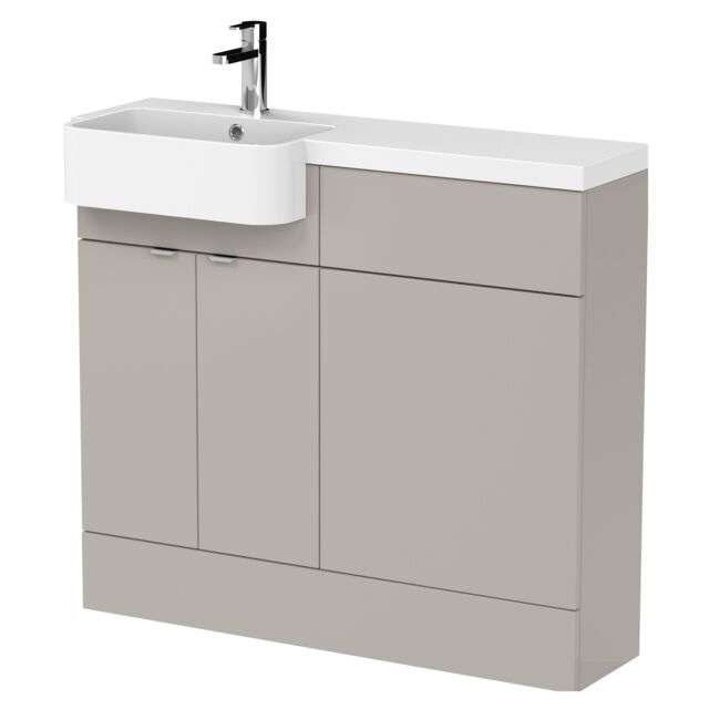 Balterley Alrewas Contemporary 2 Door Left-Hand Floor Standing Combination Unit with Basin, Pebble Grey, 1000mm
