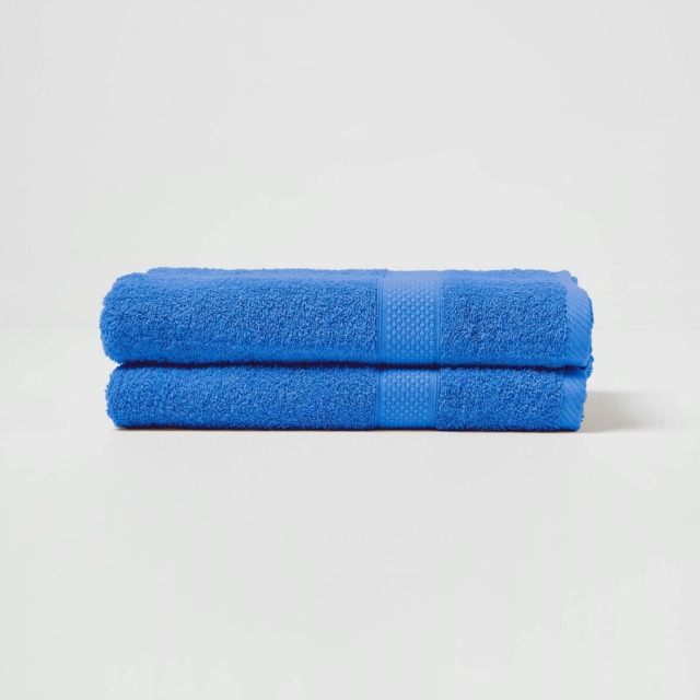 Homescapes Turkish Cotton Bath Towel Set of 2 - Blue Blue Bath towel 2