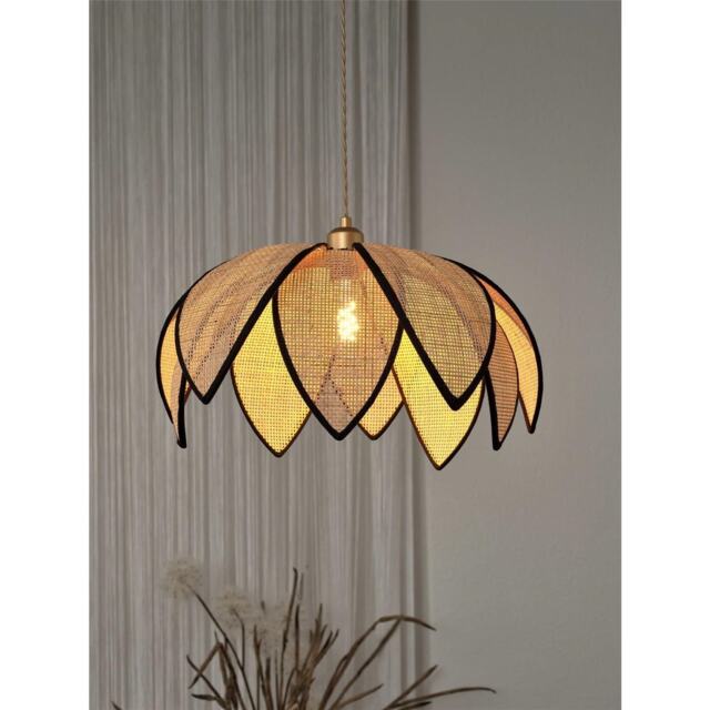 Osram Decor Rattan Lotus Pendant Ceiling Light 480mm E27 Brown 15W LED Modern Cream Cream 1