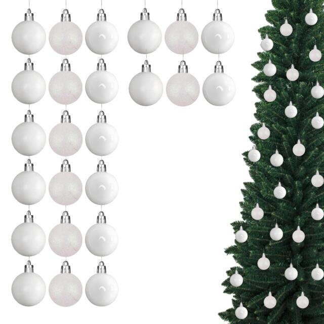 Christmas 3cm Bauble White -Tree Hanging Decoration Festive Cheers 24Pcs