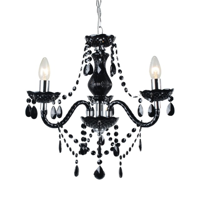 Black and Chrome Marie Therese Style 3 x 40W Chandelier Black Chrome 1